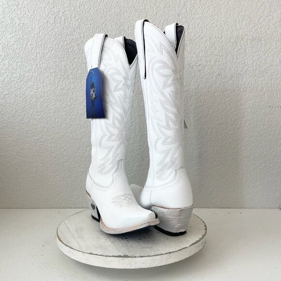 Lane MEGAN MORONEY Smokeshow Womens Cowboy Boots 5 White Western Cowgirl Tall - Picture 11 of 11